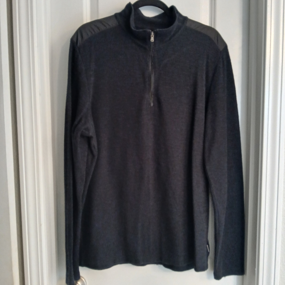 Michael Kors Black 1/4 zip Cable Knit Textured Pullover Top Sweater